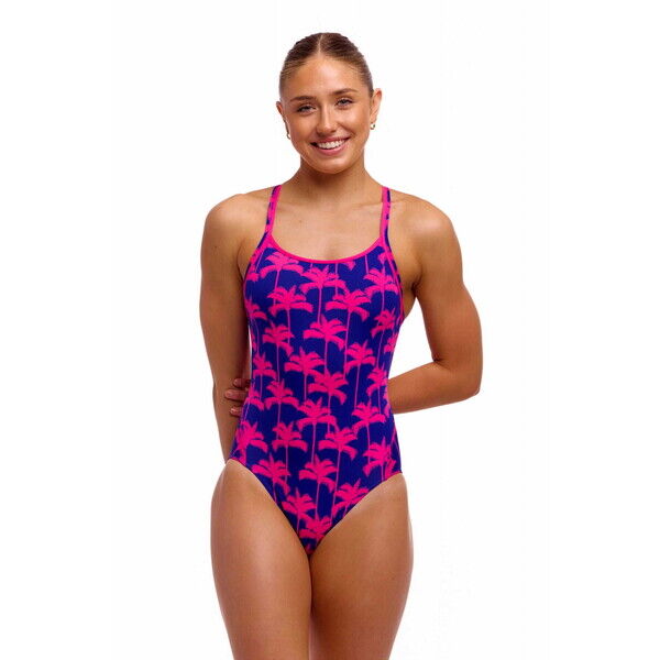 Menstruacyjny kostium pływacki damski Funkita - Diamon Back Secure - Pinky Palms