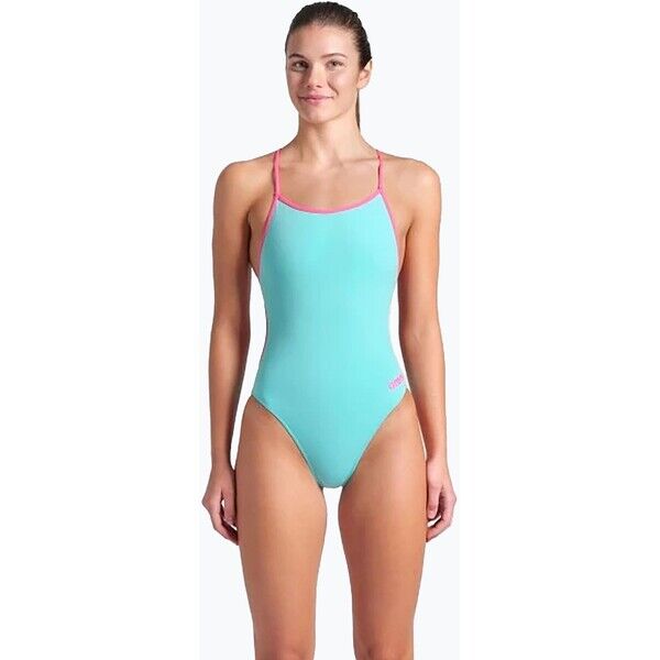 Strój pływacki jednoczęściowy damski arena Lace Back Solid water/shocking pink