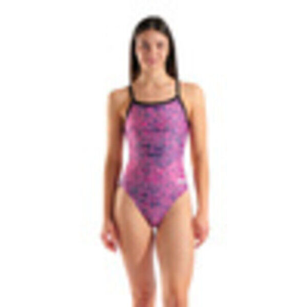 Strój kąpielowy damski Arena Women's Snakeskin Swimsuit Challenege Back Black Pink Multi 010156590