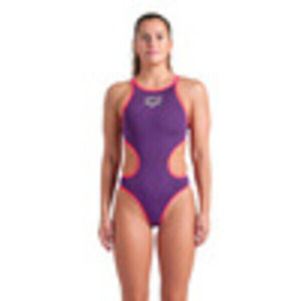 Strój kąpielowy damski Arena Women's One Big Logo One Piece Plum-Bright Coral 001198998