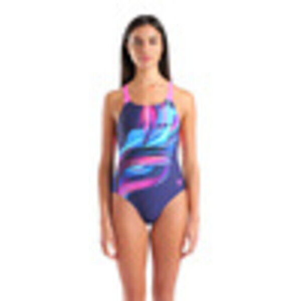 Strój kąpielowy damski Arena Women's Bloom Swimsuit Swim Pro Back Multi Navy-Navy-Shocking Pink 010265779