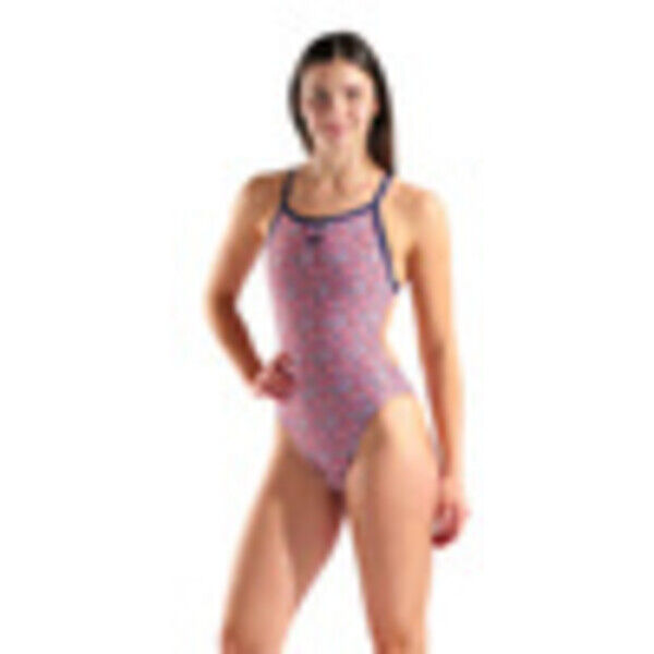 Strój kąpielowy damski Arena Women's Pebbles Swimsuit XCriss Cross Multi White Navy 010169170