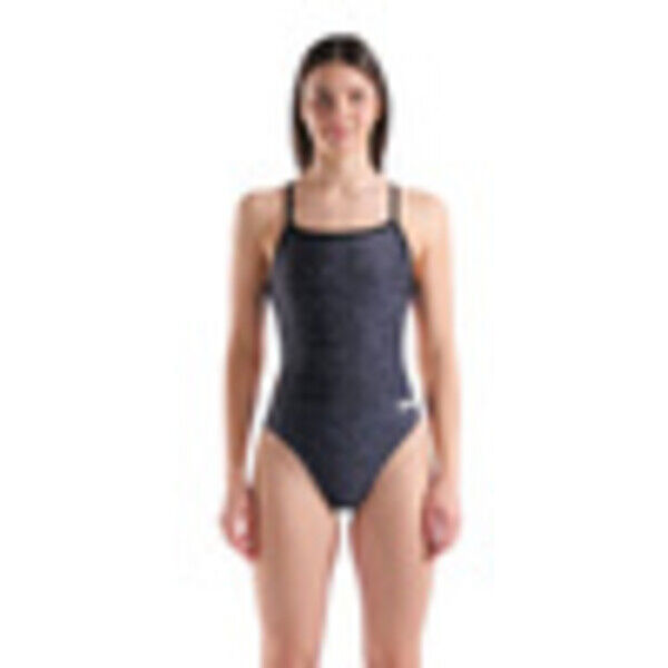 Strój kąpielowy damski Arena Women's Snakeskin Swimsuit Challenge Back Black Team Black 010156500