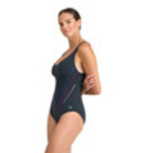 Strój kąpielowy damski Arena Women's Bodylift Marina Eye Back Night Grey Bright Blue Rose Violet White 006055540