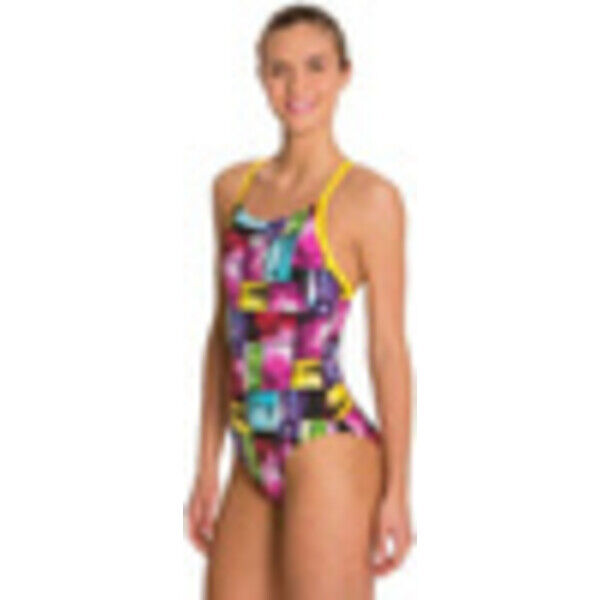 Strój kąpielowy damski Arena Women's Dolcevita Black Yellow Star 1A50650