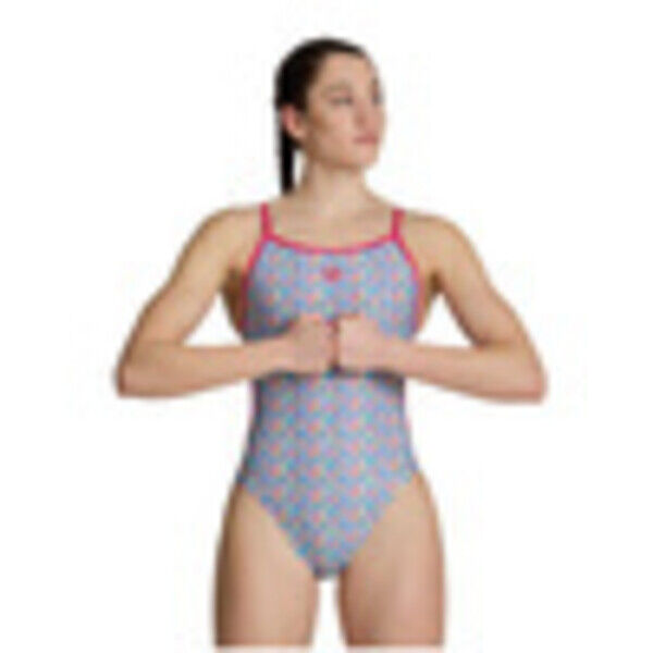 Strój kąpielowy damski Arena Women's Starfish Swimsuit Lace Back Freak Rose White Multi 006637910