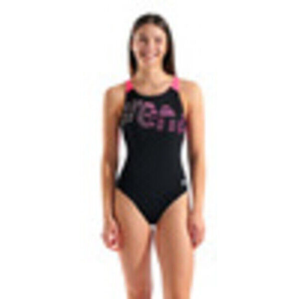Strój kąpielowy damski Arena Women's Lowing Swimsuit V Back Black-Shocking Pink 010256590