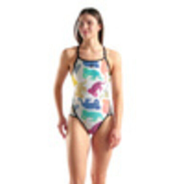 Strój kąpielowy damski Arena Women's In The Wild Swimsuit Super White Multi Black 010204150