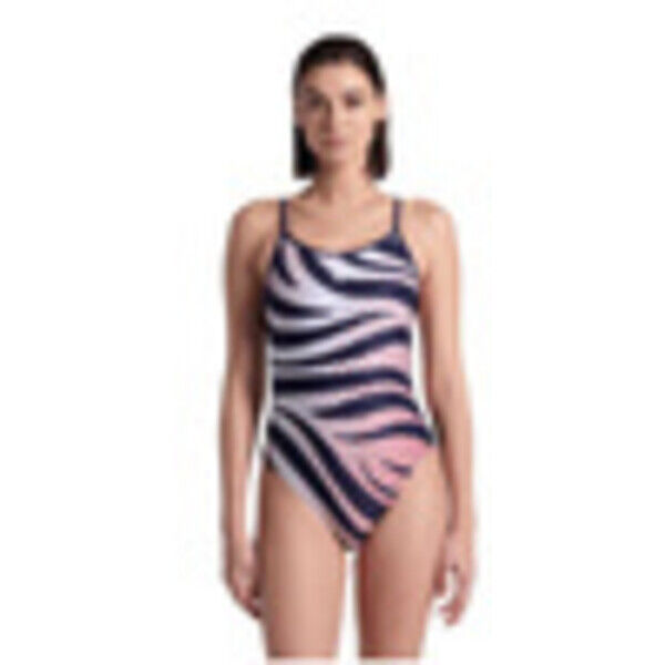 Strój kąpielowy damski Arena Women's Zebra Lace Back Navy White Multi 007158710