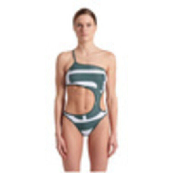 Strój kąpielowy damski Arena Women's One Piece Logo Single Shoulder Sage White 007049616