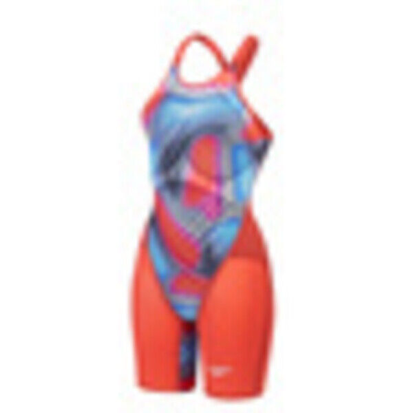 Strój startowy pływacki damski Speedo LZR Valor 2.0 Open Back Red Blue 8-15859H784