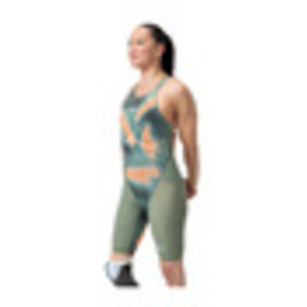 Strój startowy pływacki damski Speedo LZR Valor 2.0 Open Back Green Orange 8-15859H786