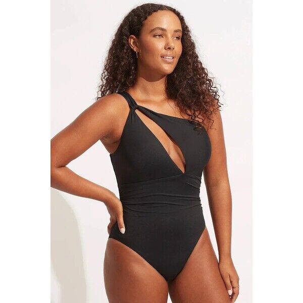 Seafolly strój kąpielowy jednoczęściowy damski One Shoulder  czarny 10887-942 10887.942