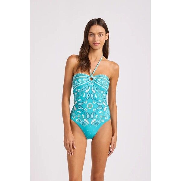 Seafolly strój kąpielowy jednoczęściowy damski Bandeau  turkusowy 11124-337 11124.337
