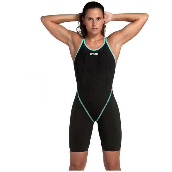 Strój startowy damski Arena Women's Powerskin Primo SL Open Back Black Teal 007768100