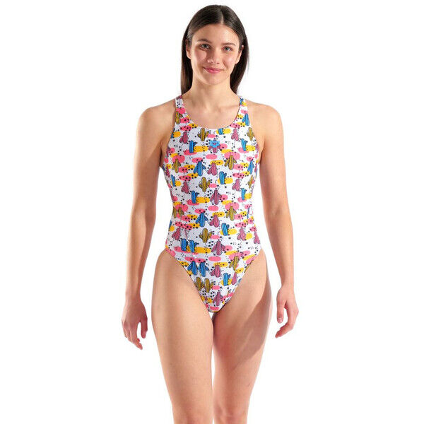 Strój kąpielowy damski Arena Women's Desert Swimsuit Swim Tech Back Multi White 010213101