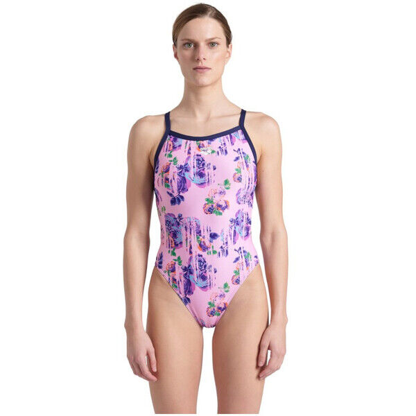 Strój pływacki damski jednoczęściowy Arena Women's Rose Texture XCross Back Multi Pink 006641907