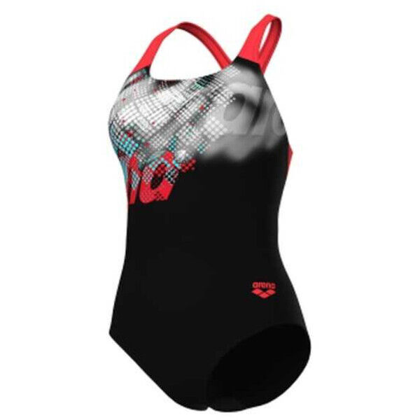 Strój kąpielowy damski Arena Women's Splash Point Black Fluo Red 007200500