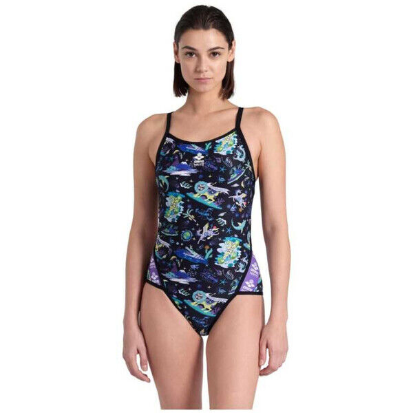Strój kąpielowy damski Arena Women's Superfly Back Fun Planet Black Multi 007529550