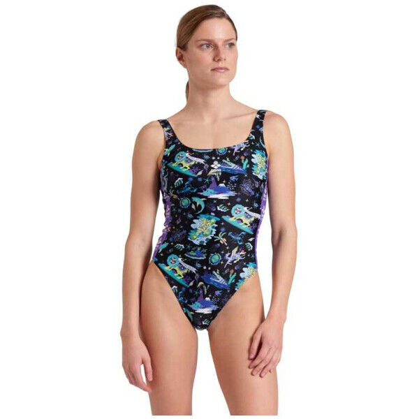 Strój kąpielowy damski Arena Women's Naito Fun Planet U Back Black Multi 007065550