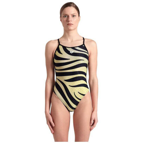Strój kąpielowy damski Arena Women's Zebra Lace Back Black Green 007158560