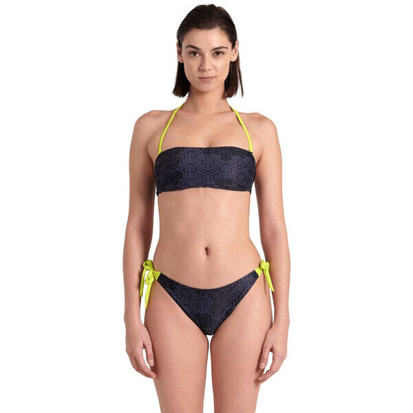 Strój kąpielowy damski dwuczęściowy Arena Women's Bikini Bandeau Allover Como Kikko Black Multi 007076500