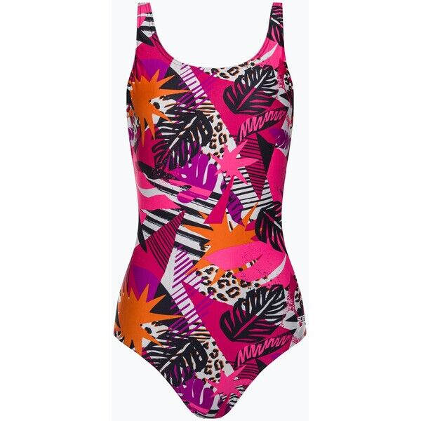 Strój pływacki jednoczęściowy damski Speedo Allover U-Back leaf true navy/fluo pink/salso 2000023804