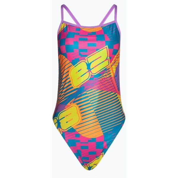 Strój pływacki jednoczęściowy damski Speedo Allover Digital Vback flare pink/bit lime/sweet purple/bolt 2000080693