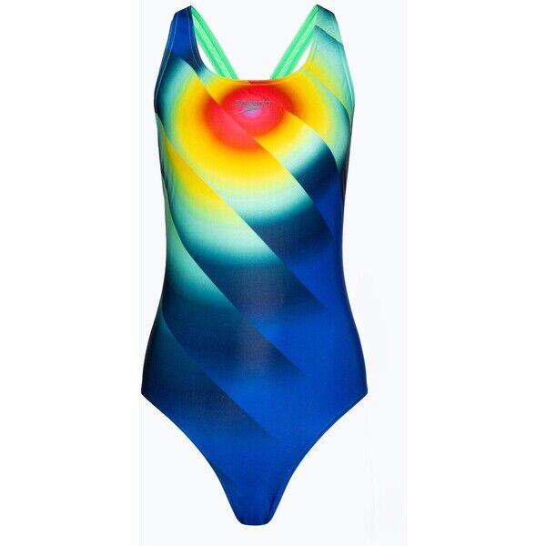 Strój pływacki jednoczęściowy damski Speedo Placement Digital Powerback true cobalt/harlequin green 2000080729