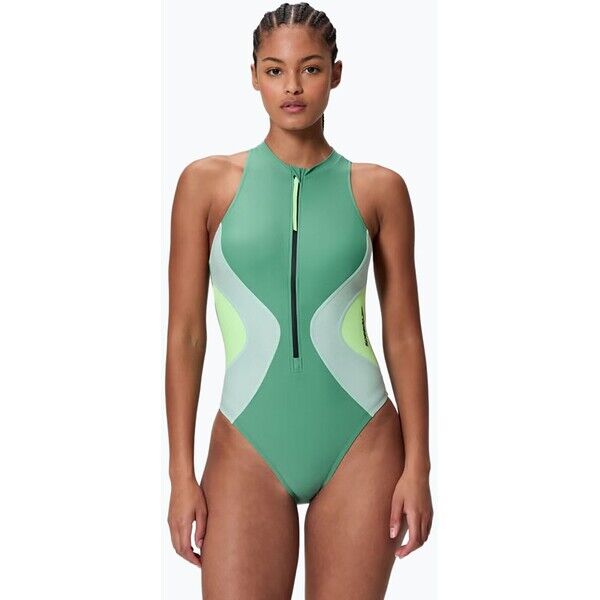 Strój pływacki jednoczęściowy damski Speedo Ocean Flex Zip fortune green/pale clover 2000193114