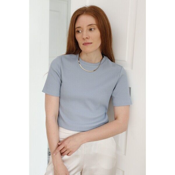 T-shirt z wysokim dekoltem | TINA | ANNA WATRAS 5900000376974