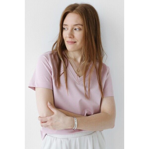 T-shirt z heavy jersey z dekoltem V | BEATRICE | ANNA WATRAS 5900000608174