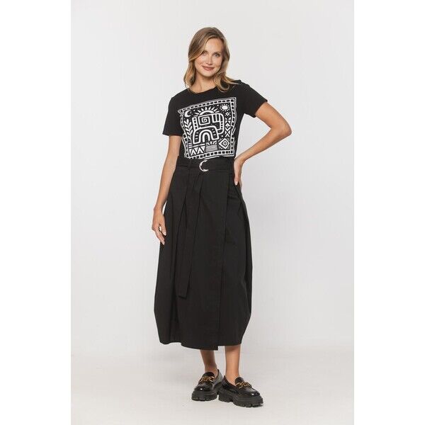 RABARBAR Prosty bawełniany t-shirt z nadrukiem R1-022203628