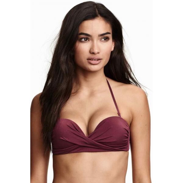H&M Góra od kostiumu bandeau 0246757008 Burgund