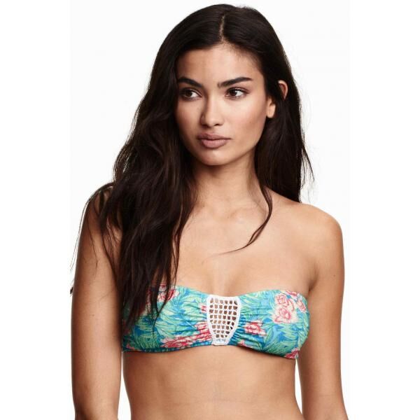H&M Góra od kostiumu 0275071005 Turkusowy/Kwiaty