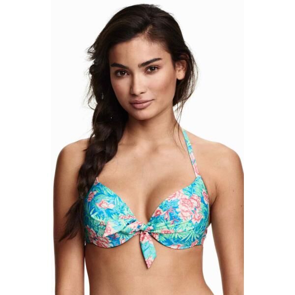 H&M Góra od kostiumu 0184121017 Turkusowy/Kwiaty