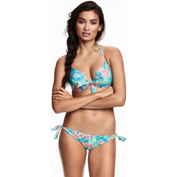 H&M Dół od kostiumu 0184123003 Turkusowy/Kwiaty