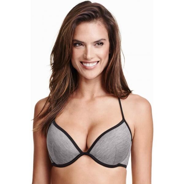 H&M Góra od kostiumu push-up 0326792003 Szary melanż