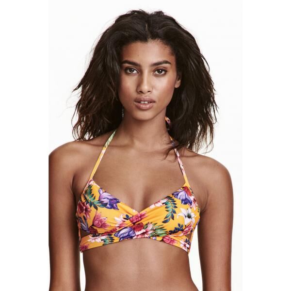 H&M Góra od kostiumu 0205225018 Musztardowożółty/Kwiaty