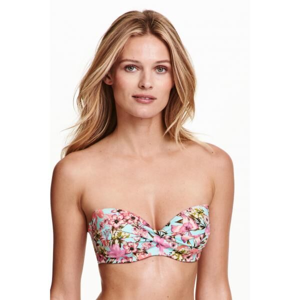 H&M Góra od kostiumu 0354715028 Turkusowy/Kwiaty