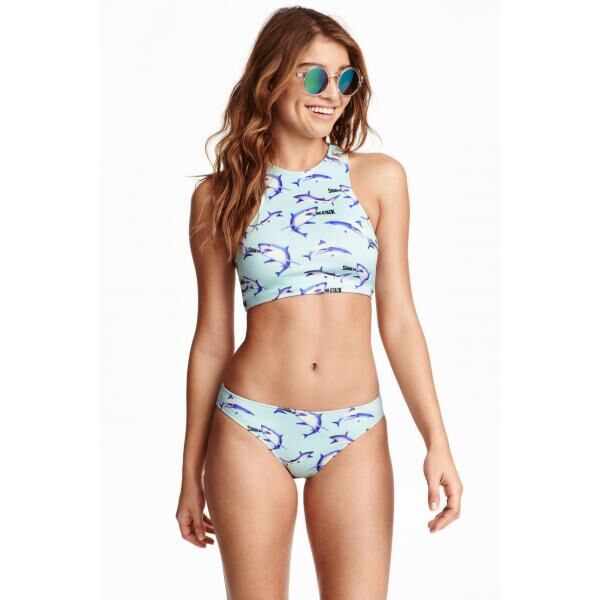 H&M Dół od kostiumu 0409376001 Turkusowy/Rekiny