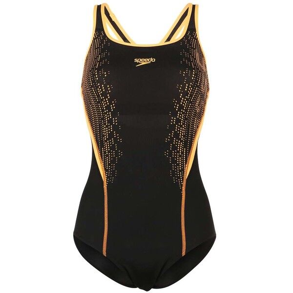 Speedo FIT KICKBACK Kostium kąpielowy black/orange 1SP41H01A