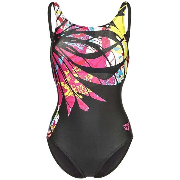 Arena SPARKLING Kostium kąpielowy black/rose violet/yellow star A1541H00O
