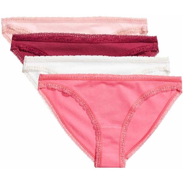 H&M Figi bikini 4-pak 0462781004 Ciemnoróżowy