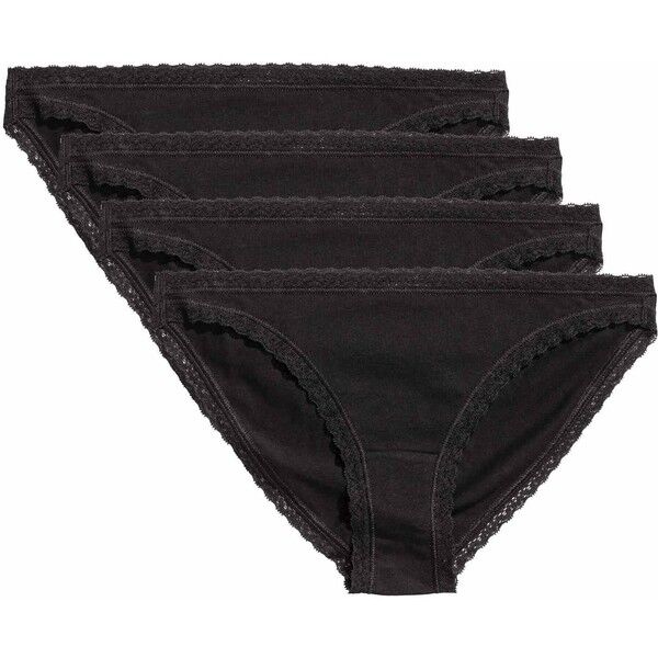 H&M Figi bikini 4-pak 0462781004 Czarny