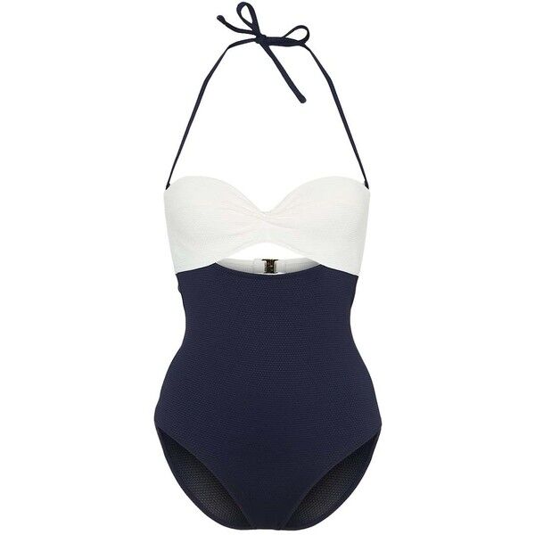 Topshop NEW RUCHE Kostium kąpielowy navyblue TP741H00B