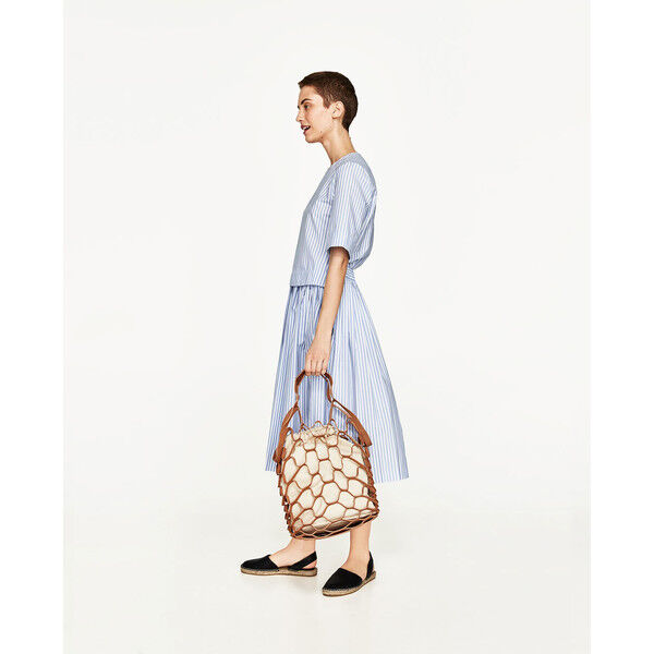 Zara TORBA TYPU SHOPPER Z DWOINY Łososiowy 4404/204