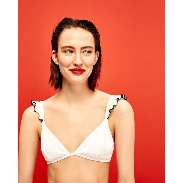 Zara TOP OD BIKINI Z TKANINY STRUKTURALNEJ Biały 0288/001