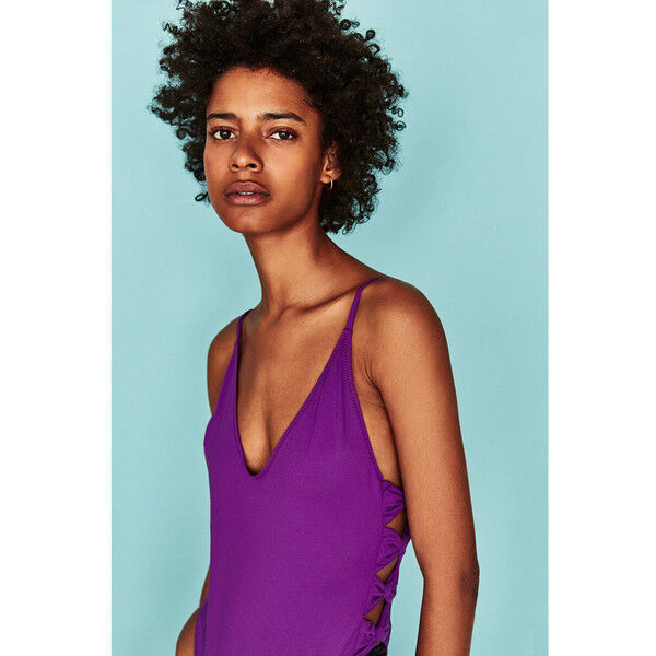 Zara KOSTIUM KĄPIELOWY Z WIĄZANIAMI PO BOKACH Purpurowy 0594/031