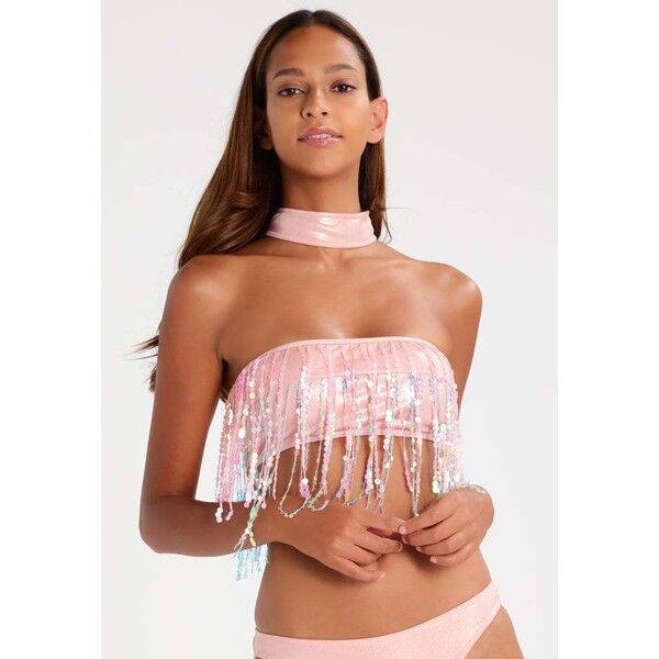 Jaded London SEQUIN FRINGE CHOKER NECK Góra od bikini rose gold foil JL081D00E